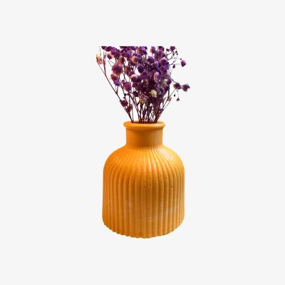 Wolf & Badger Yellow / Orange Stripy Oval Vase - Peach | By Shax