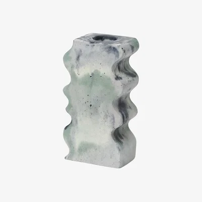 Wolf & Badger Green / Grey / Pink Concrete Wiggle Vase - Green & Lilac Smith & Goat