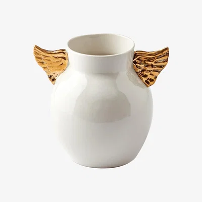 Wolf & Badger Gold / Neutrals Gold Winged Porcelain Vase | Maji Atelier