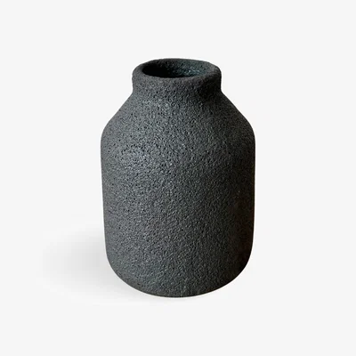 Wolf & Badger Black Small Bottle Crater Vase Gina Desantis Ceramics