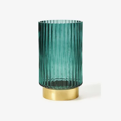 Westwing Glass Vase Lene with Metal Base, H 20 cm