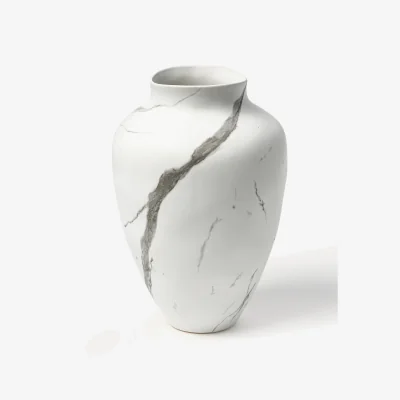 Westwing Marble Effect Handmade Vase Latona, H 30 cm