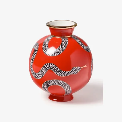 Westwing Porcelain Vase Eden with Gold Accents, H 23 cm
