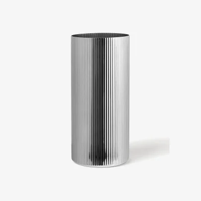Westwing Stainless Steel Vase Bernadotte with Groove Structure, H 26 cm