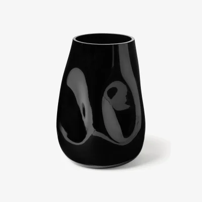 Westwing Mouth-Blown Glass Vase Obsidian, H 26 cm
