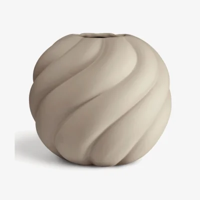 Westwing Hand-Painted Ceramic Vase Twist Ball, H 20 cm