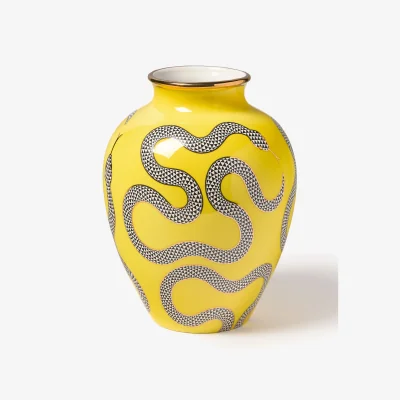 Westwing Porcelain Vase Eden with Gold Accents, H 27 cm