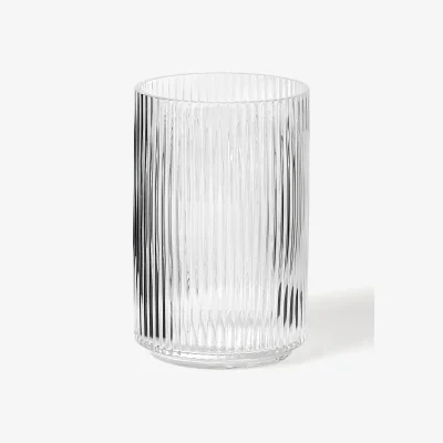 Westwing Mouth-Blown Decorative Vase Carlo with Embossed Pattern, H 20 cm