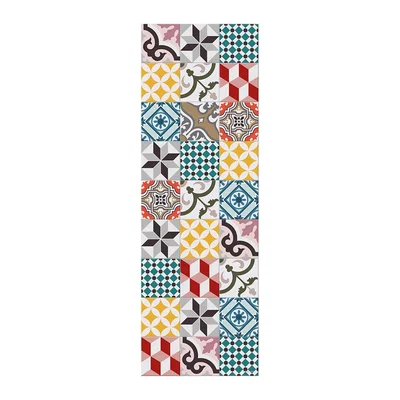 Amara Large Tiles Vinyl Runner - Multi