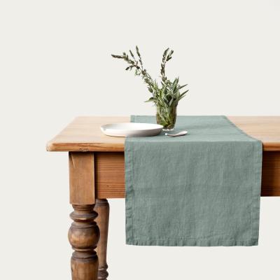 Bombinate.com Green Milieu Washed Linen Table Runner