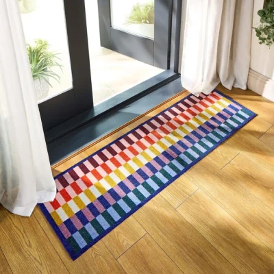 Dunelm Marvel Printed Brights Check Washable Runner
