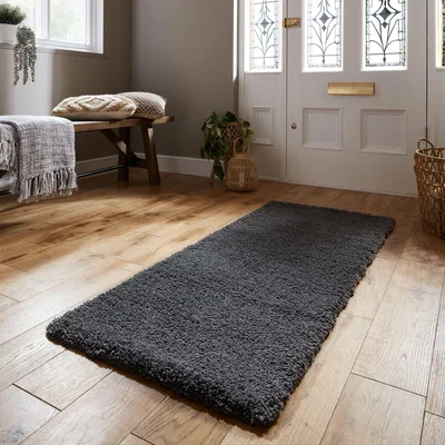 Dunelm Cosy Soft Shaggy Runner Charcoal