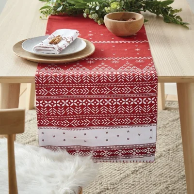 Dunelm Nordic Nomad Fair Isle Runner Red