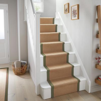 Dunelm Herringbone Jute Border Stair Runner Herringbone Border Green