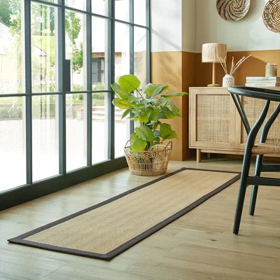 Dunelm Herringbone Border Runner Brown