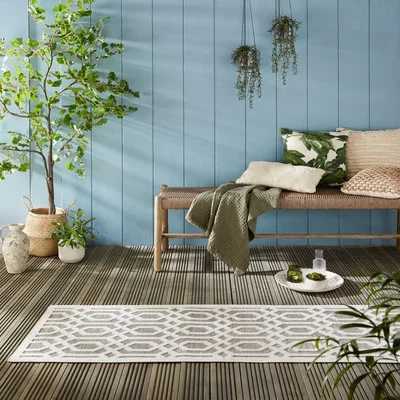 Dunelm Mataro Geometric Indoor Outdoor Runner Natural