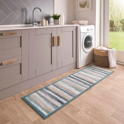Dunelm Marvel Printed Abstract Stripe Washable Runner