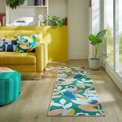 Dunelm Elements Fieldsley Floral Washable Runner MultiColoured