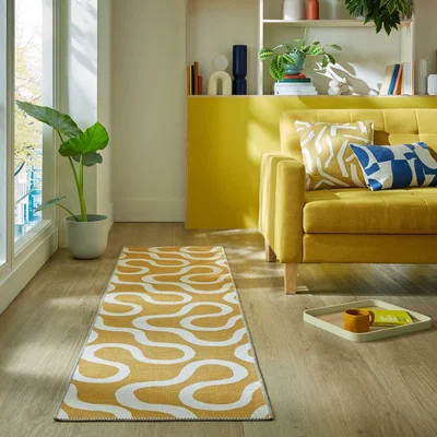 Dunelm Elements Wigley Washable Runner Yellow