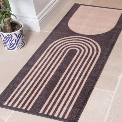 Dunelm Artsy Mats Brown Abstract Indoor Washable Runner