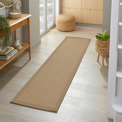 Dunelm Herringbone Border Runner Herringbone Border Natural