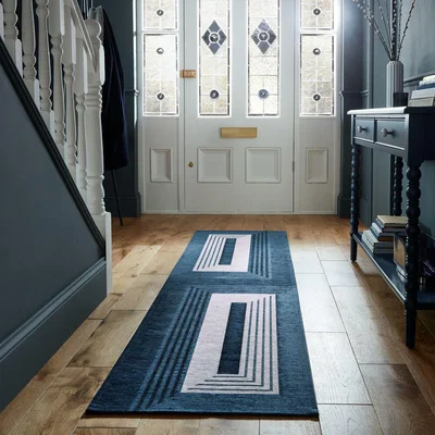 Dunelm Logan Chenille Runner Navy (Blue)