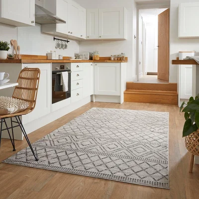 Dunelm PractiRug Sadie Washable Patterned Runner Sadie Monochrome