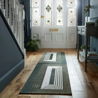 Dunelm Logan Chenille Runner Green
