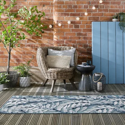Dunelm Willow Indoor Outdoor Runner Blue