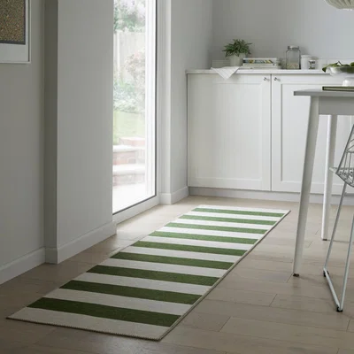 Dunelm PractiRug Maggie Striped Washable Runner Maggie Striped Green