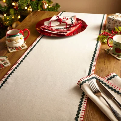 Dunelm Embroidered Edge Runner Cream