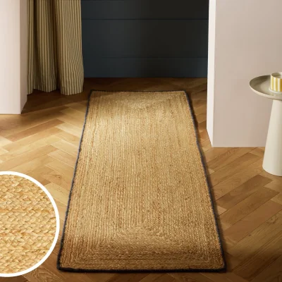 Habitat Habitat Braided Grey Border Jute Flatweave Runner - 66x200cm