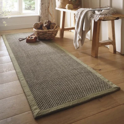 Hug Rug Sisal Green with Sage Green Border Runner
