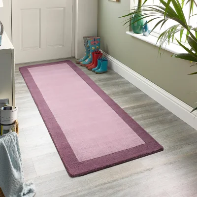 Hug Rug Borders Wool Runner Mauve