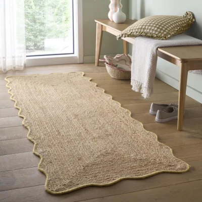 Hug Rug Jute Scalloped Edge Runner Yellow