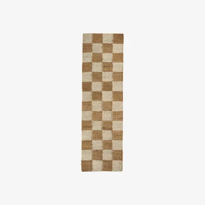 Hug Rug Checkerboard Jute Natural Runner