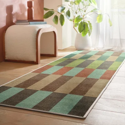 Hug Rug Modular Stripe Earth Eco-Washable Runner