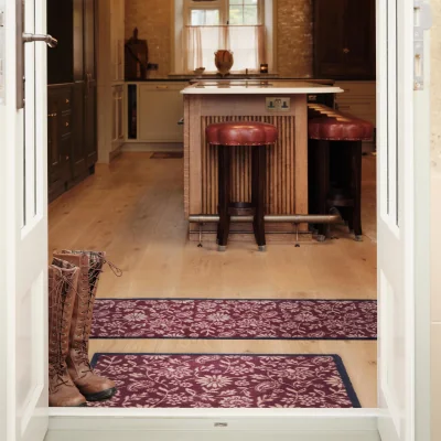 Hug Rug Paisley Floral Burgundy Washable Runner