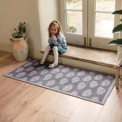 Hug Rug Paisley Grey Washable Runner