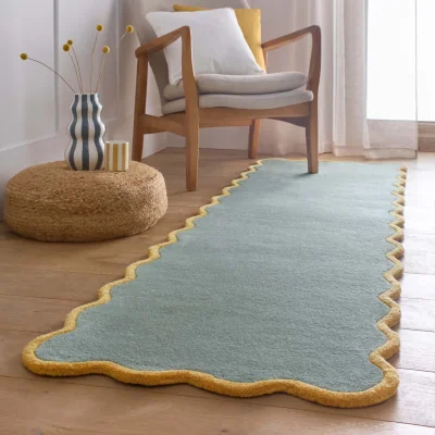 Hug Rug Scalloped Elsie Duck Egg/Ochre Runner