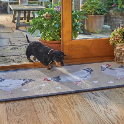 Hug Rug Chicken 1 Beige Washable Runner