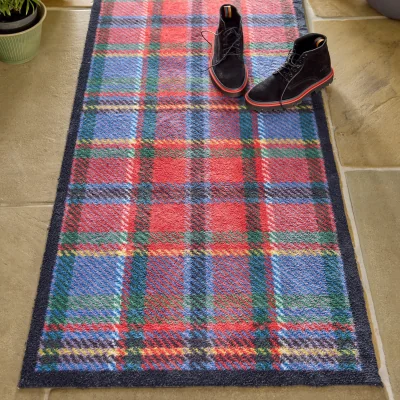 Hug Rug Tartan Red/Blue Washable Runner