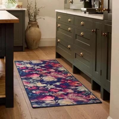 Hug Rug Dark Florals Eco-Washable Runner