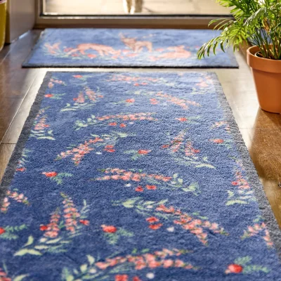 Hug Rug Meadow Deer Blue Washable Runner