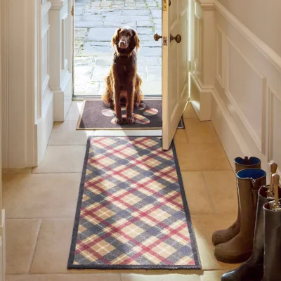 Hug Rug Tartan Paw Navy Washable Runner