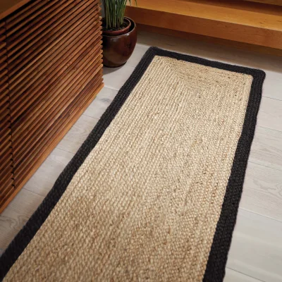 Hug Rug Jute Border Runner Black