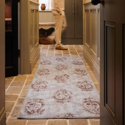 Hug Rug Woodblock Paisley Rust Eco-Washable Runner