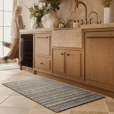 Hug Rug Candy Ribbon Grey Stripe Washable Runner