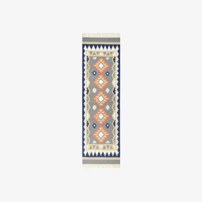 John Lewis John Lewis & Partners Geometric Kelim Runner, Blue/Multi, L240 x W70cm