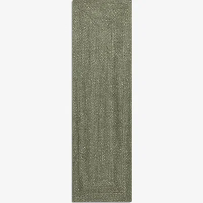 John Lewis John Lewis Braided PET Indoor & Outdoor Runner Rug, Green, L240 x W70 cm